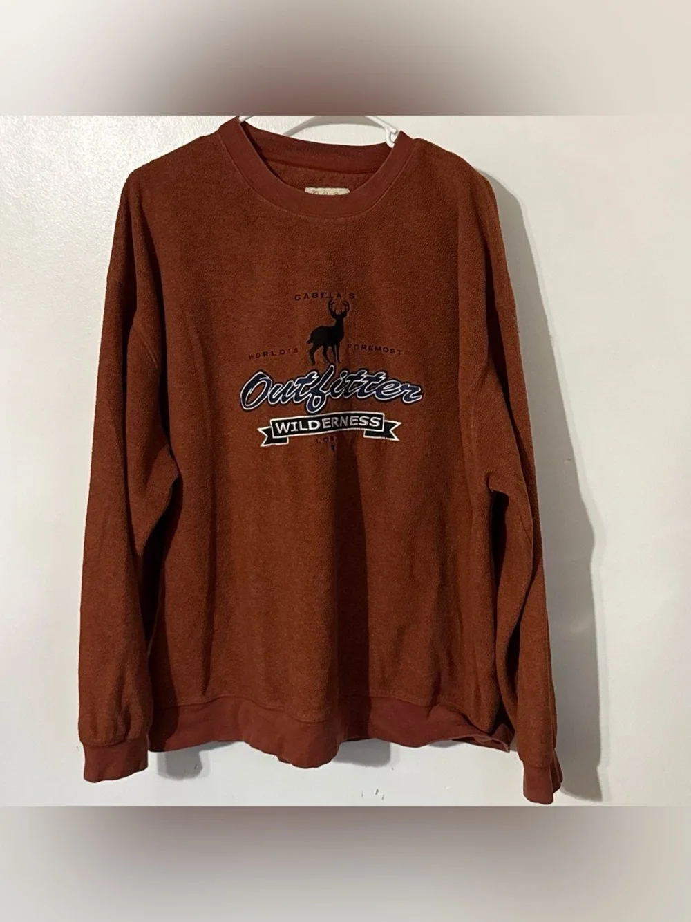 Cabela’s 2XL Rust Orange Outfitter Wilderness Fleece Crewneck Sweatshirt